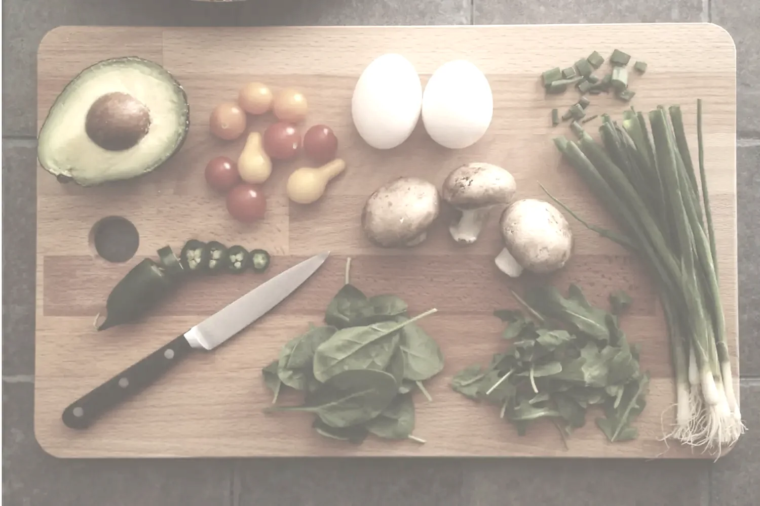 Ingredients laid out on a board before cooking