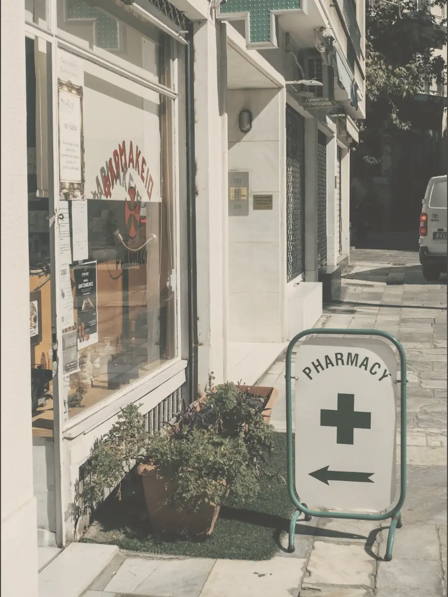 A neighbourhood pharmacy storefront